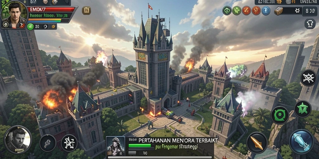 Gameplay EMON77 yang penuh aksi di dunia Tower Defense.