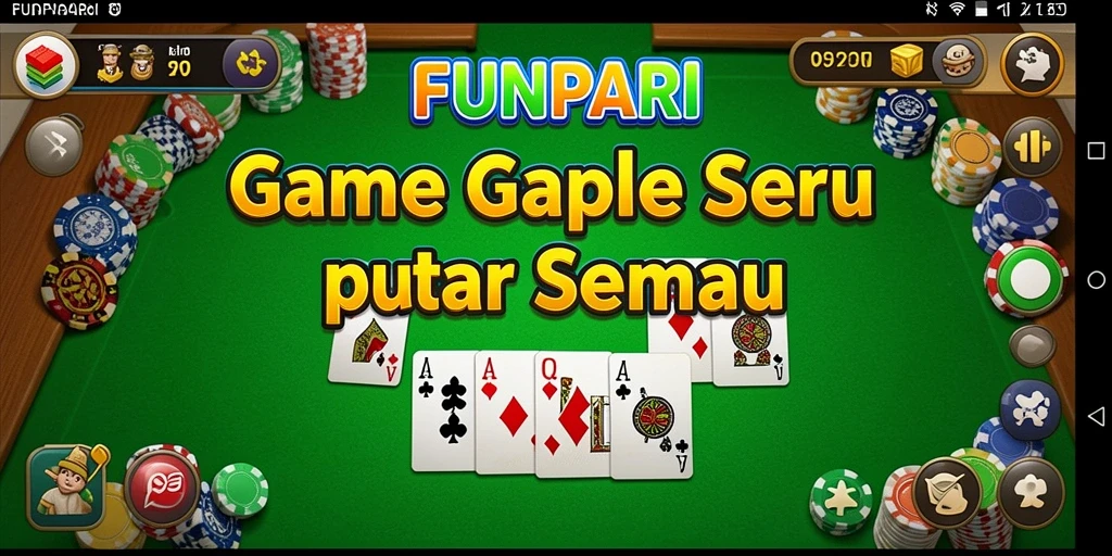 Tampilan gameplay Gaple seru dari FUNPARI dengan pemain yang bersaing.