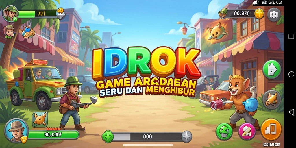Tangkapan layar utama IDROK menampilkan aksi gameplay Arcade yang mendebarkan.