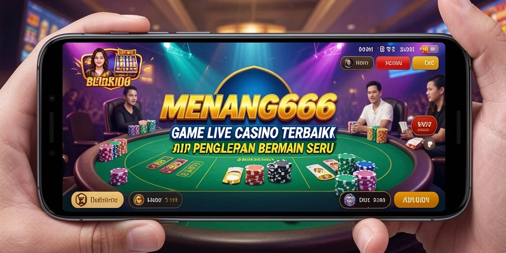 Tangkapan layar MENANG666 yang menunjukkan dealer langsung dan suasana permainan Live Casino.