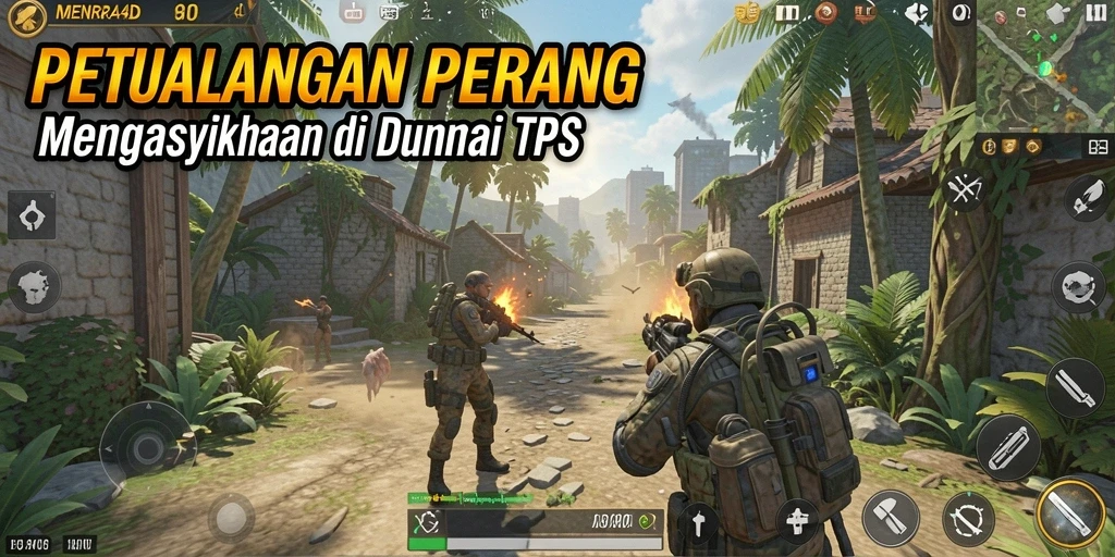 Tangkapan layar MENARA4D menampilkan aksi laga yang intens dalam game TPS.
