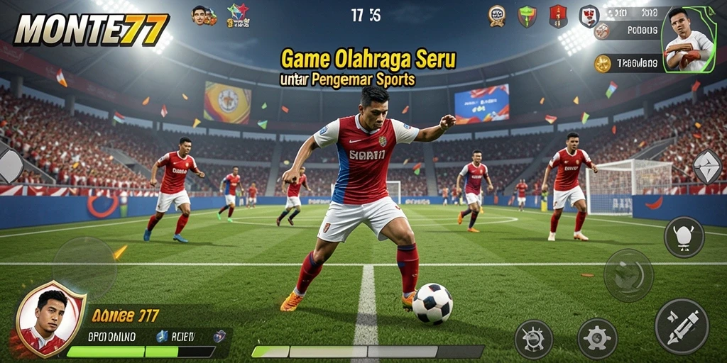 Tampilan utama gameplay MONTE77 dengan aksi olahraga yang mendebarkan.