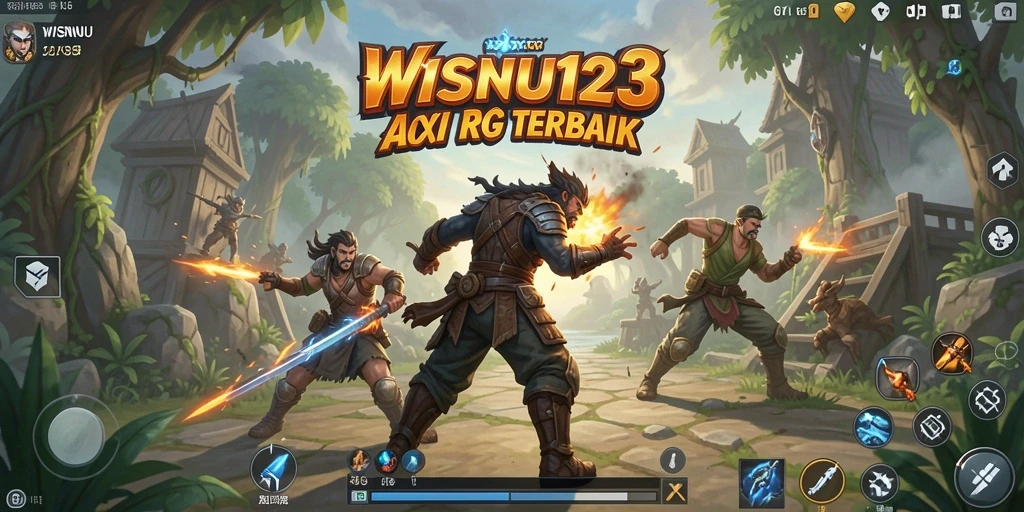 Gameplay ARPG mendebarkan di WISNU123 dengan pertarungan melawan monster.